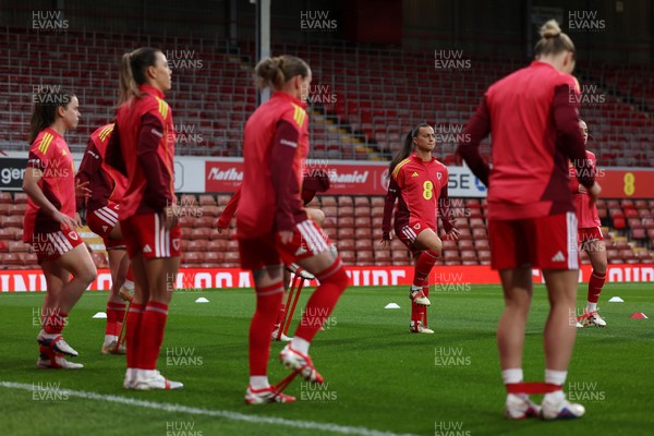 140426 - Wales v Albania - 2027 FIFA Women's World Cup Qualifying - Wales warm up prior to the game