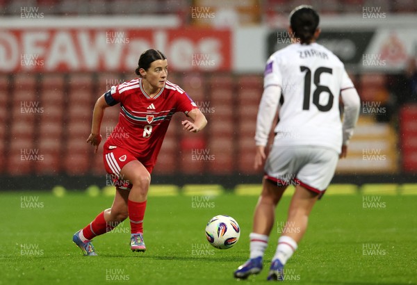 140426 - Wales v Albania - 2027 FIFA Women's World Cup Qualifying - Angharad James-turner of Wales controls the ball