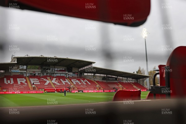 140426 - Wales v Albania - 2027 FIFA Women's World Cup Qualifying - General view inside the Racecourse Ground, Y Cae Ras, prior to the game