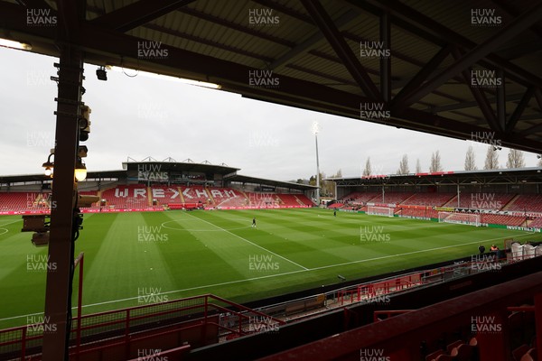 140426 - Wales v Albania - 2027 FIFA Women's World Cup Qualifying - General view inside the Racecourse Ground, Y Cae Ras, prior to the game