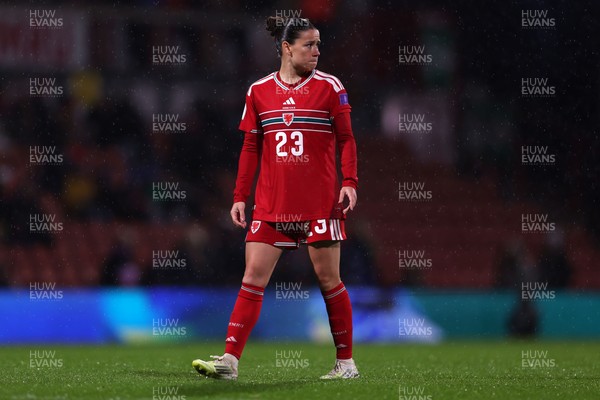 140426 - Wales v Albania - 2027 FIFA Women's World Cup Qualifying - Ffion Morgan of Wales looks on