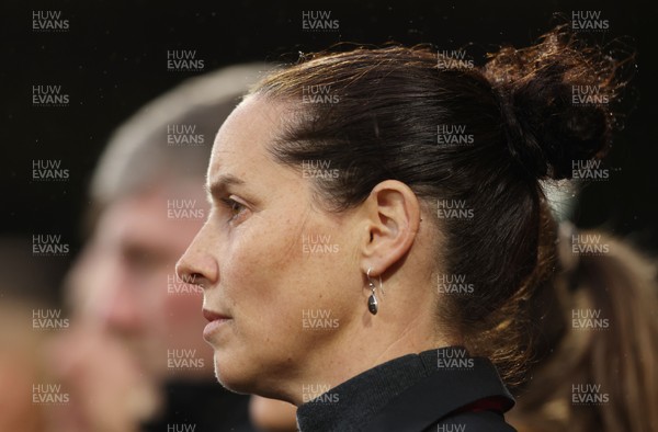 140426 - Wales v Albania - 2027 FIFA Women's World Cup Qualifying - Rhian Wilkinson, Manager of Wales looks on prior to the game