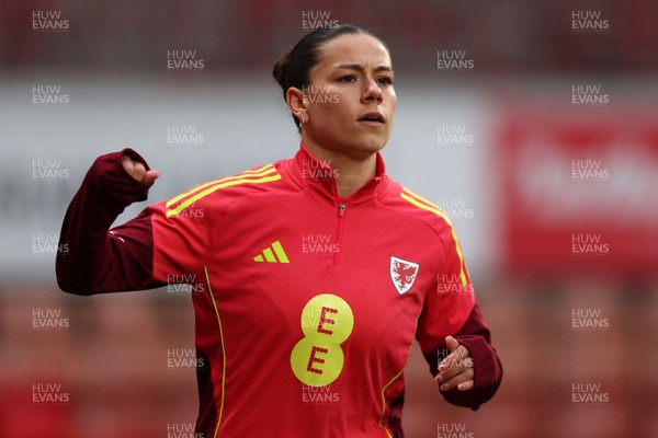 140426 - Wales v Albania - 2027 FIFA Women's World Cup Qualifying - Ffion Morgan of Wales warms up prior to the game