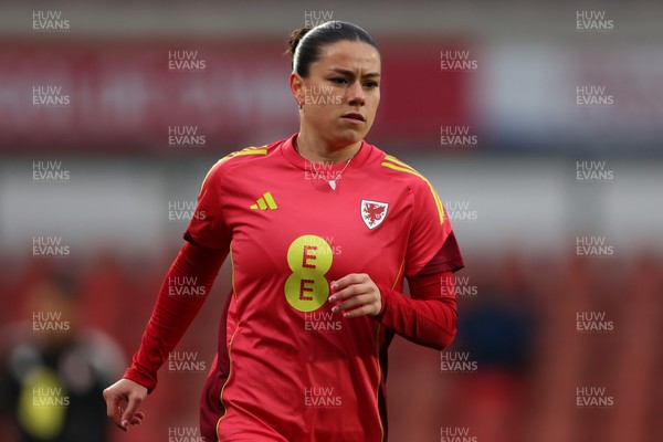 140426 - Wales v Albania - 2027 FIFA Women's World Cup Qualifying - Ffion Morgan of Wales warms up prior to the game 