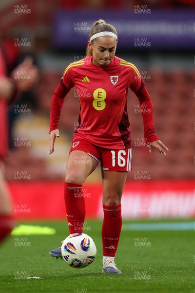 140426 - Wales v Albania - 2027 FIFA Women's World Cup Qualifying - Charlotte Estcourt of Wales warms up prior to the game