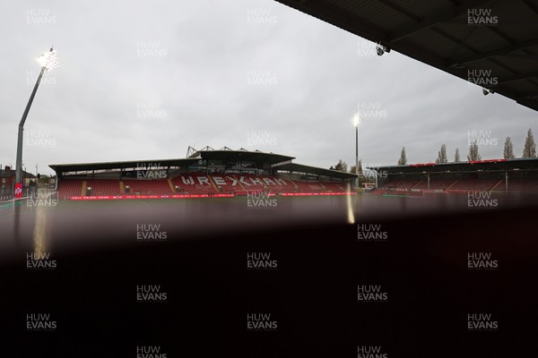 140426 - Wales v Albania - 2027 FIFA Women's World Cup Qualifying - General view inside the Racecourse Ground, Y Cae Ras, prior to the game