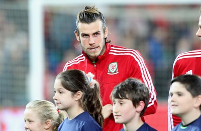 131015 - Wales v Andorra - UEFA European Championship Qualifiers - The emotion of the game gets to Gareth Bale of Wales pre kick out