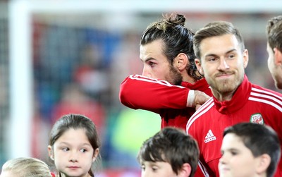 131015 - Wales v Andorra - UEFA European Championship Qualifiers - The emotion of the game gets to Gareth Bale of Wales pre kick out