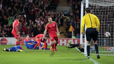 131015 - Wales v Andorra - UEFA European Championship Qualifiers - Aaron Ramsey of Wales scores a goal