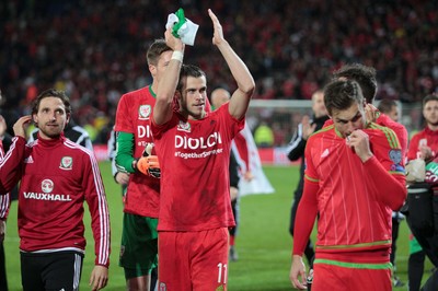 131015 - Wales v Andorra - UEFA European Championship Qualifiers - Gareth Bale of Wales celebrates