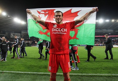 131015 - Wales v Andorra - UEFA European Championship Qualifiers - Gareth Bale of Wales celebrates