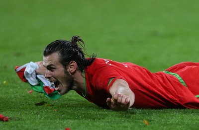 131015 - Wales v Andorra, UEFA European Championship Qualifier - Gareth Bale of Wales celebrates at the end of the match