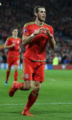131015 - Wales v Andorra, UEFA European Championship Qualifier - Gareth Bale of Wales celebrates after scoring the second goal
