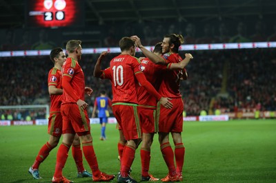131015 - Wales v Andorra, UEFA European Championship Qualifier - Gareth Bale of Wales celebrates after scoring the second goal