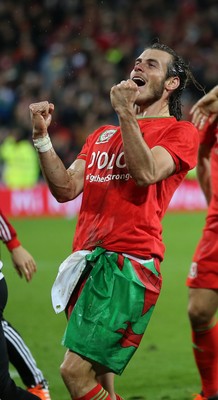 131015 - Wales v Andorra, UEFA European Championship Qualifier - Gareth Bale of Wales celebrates at the end of the match
