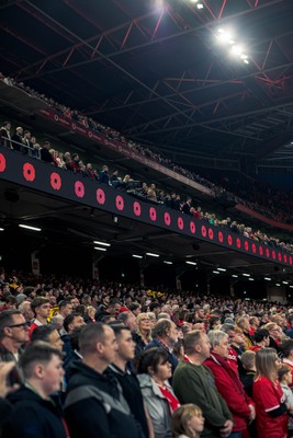 091125 - Wales v Argentina - Quilter Nations Series - Fans pay their respects during the minutes silence to mark Remembrance Sunday 
