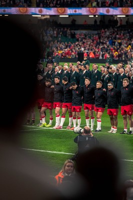 091125 - Wales v Argentina - Quilter Nations Series - Wales players during the anthems 