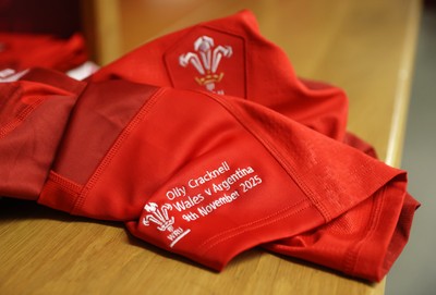 091125 - Wales v Argentina - Quilter Nations Series - Olly Cracknell of Wales jersey in the dressing room before the game