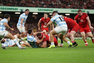091125 - Wales v Argentina - Quilter Nations Series - Dewi Lake of Wales gets over the line to score a try