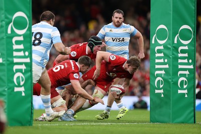 091125 - Wales v Argentina - Quilter Nations Series - Jac Morgan of Wales scores a try