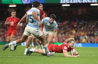 091125 - Wales v Argentina - Quilter Nations Series - Blair Murray of Wales scores a try