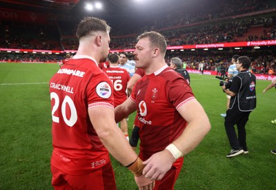 091125 - Wales v Argentina - Quilter Nations Series - Olly Cracknell and Dewi Lake of Wales at full time