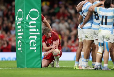 091125 - Wales v Argentina - Quilter Nations Series - Jac Morgan of Wales Jac Morgan of Wales goes down with a shoulder injury