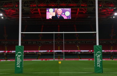 091125 - Wales v Argentina, Quilter Nations Series - Stadium screen tribute to Gwilym Roberts