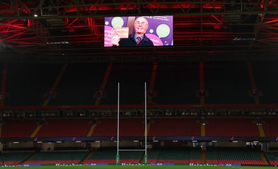 091125 - Wales v Argentina, Quilter Nations Series - Stadium screen tribute to Gwilym Roberts