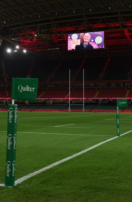 091125 - Wales v Argentina, Quilter Nations Series - Stadium screen tribute to Gwilym Roberts