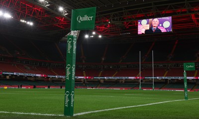 091125 - Wales v Argentina, Quilter Nations Series - Stadium screen tribute to Gwilym Roberts