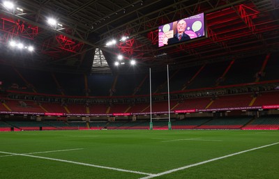 091125 - Wales v Argentina, Quilter Nations Series - Stadium screen tribute to Gwilym Roberts
