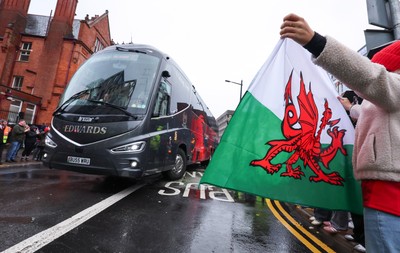 091125 - Wales v Argentina, Quilter Nations Series - Wales fans wait for the team coach to arrive at the stadium