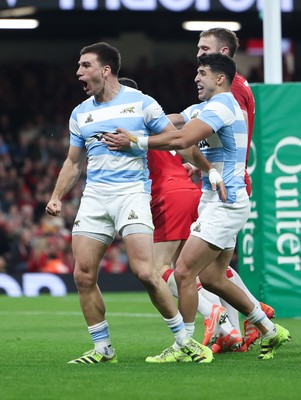 091125 - Wales v Argentina, Quilter Nations Series - Geronimo Prisciantelli of Argentina celebrates after scoring try