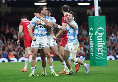091125 - Wales v Argentina, Quilter Nations Series - Geronimo Prisciantelli of Argentina celebrates after scoring try