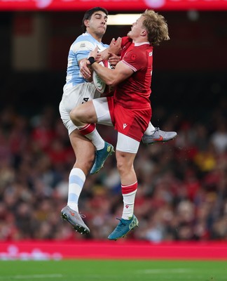 091125 - Wales v Argentina, Quilter Nations Series - Santiago Carreras of Argentina and Blair Murray of Wales compete for the ball