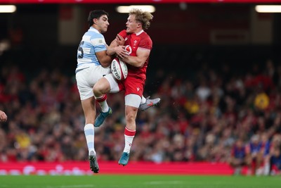 091125 - Wales v Argentina, Quilter Nations Series - Santiago Carreras of Argentina and Blair Murray of Wales compete for the ball