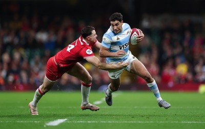 091125 - Wales v Argentina, Quilter Nations Series - Santiago Carreras of Argentina is tackled by Tom Rogers of Wales
