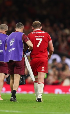 091125 - Wales v Argentina, Quilter Nations Series - Jac Morgan of Wales leaves the pitch after being injured scoring a try