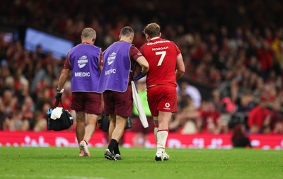 091125 - Wales v Argentina, Quilter Nations Series - Jac Morgan of Wales leaves the pitch after being injured scoring a try