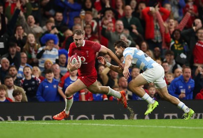 091125 - Wales v Argentina, Quilter Nations Series - Max Llewellyn of Wales crosses the line only for the try to be ruled out