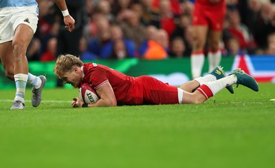 091125 - Wales v Argentina, Quilter Nations Series - Blair Murray of Wales dives in to score try