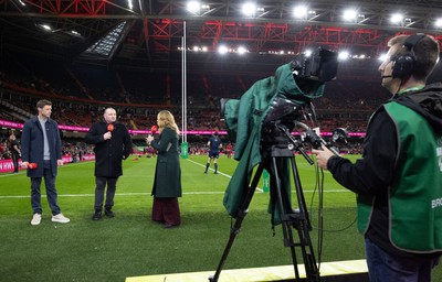 091125 - Wales v Argentina, Quilter Nations Series - TV broadcasters at work ahead of the match