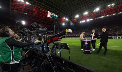 091125 - Wales v Argentina, Quilter Nations Series - TV broadcasters at work ahead of the match