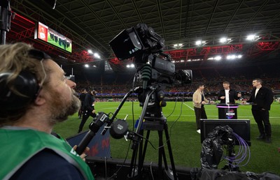091125 - Wales v Argentina, Quilter Nations Series - TV broadcasters at work ahead of the match