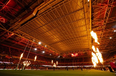 091125 - Wales v Argentina, Quilter Nations Series - A general view of the pyrotechnics ahead of the match