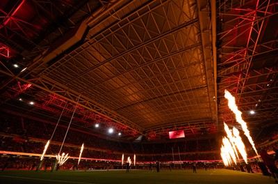 091125 - Wales v Argentina, Quilter Nations Series - A general view of the pyrotechnics ahead of the match