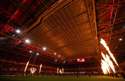 091125 - Wales v Argentina, Quilter Nations Series - A general view of the pyrotechnics ahead of the match