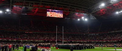 091125 - Wales v Argentina, Quilter Nations Series - A general view of the Principality Stadium as the two minute silence to mark Remembrance Sunday is honoured
