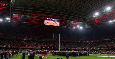 091125 - Wales v Argentina, Quilter Nations Series - A general view of the Principality Stadium as the two minute silence to mark Remembrance Sunday is honoured